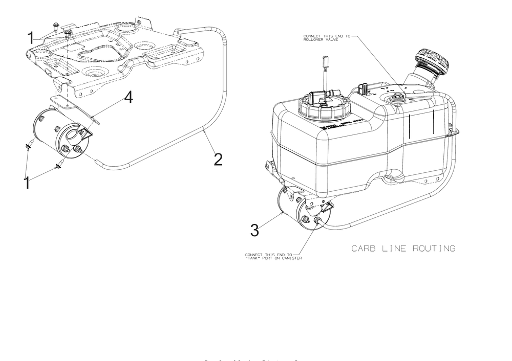 Fuel Tank Diagram and Parts List for XT1-LT42EFI (13A9A1CS256)(2018) Cub Cadet Lawn Tractor